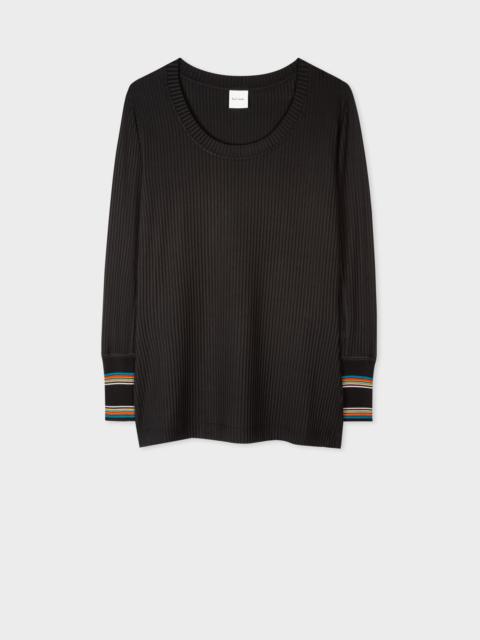 Paul Smith Ribbed Stripe Trim Top
