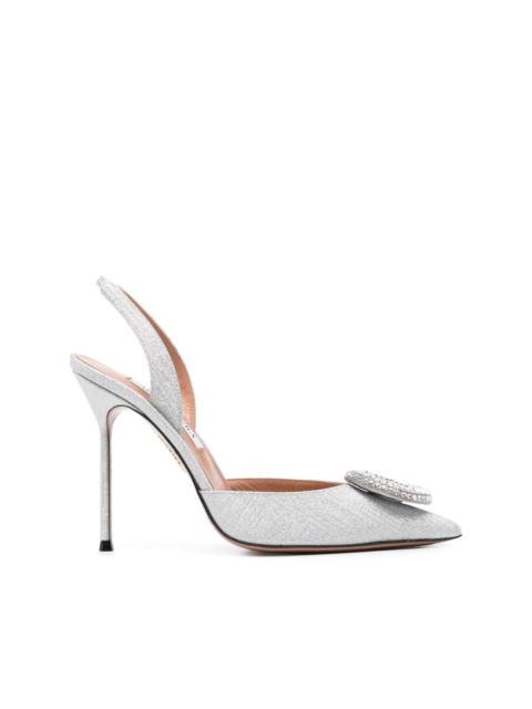 AQUAZZURA 105mm Crystal Hoop Sling pumps
