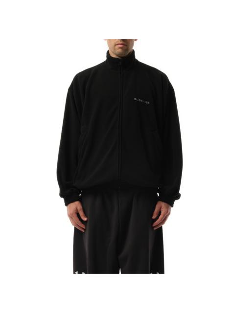 BALENCIAGA Fleece Zip-Up Jacket in Black/White