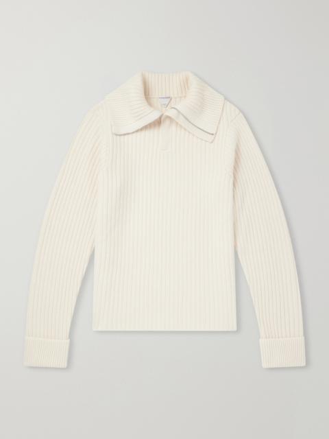Bottega Veneta Ribbed-Knit Cashmere and Wool-Blend Half-Zip Sweater