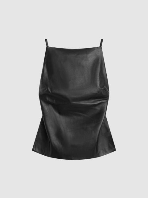 ST. AGNI Leather Square Neck Top - Black