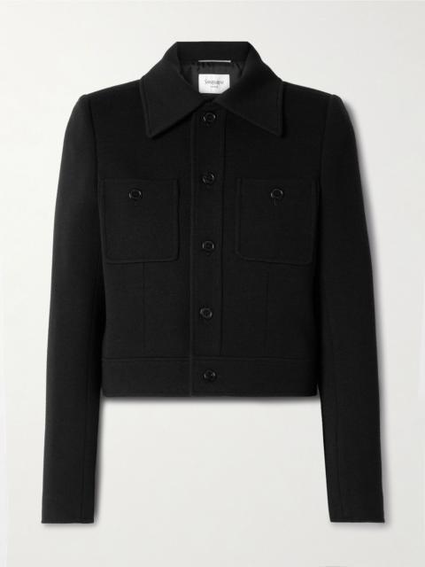 SAINT LAURENT Cropped wool-blend jacket Black
