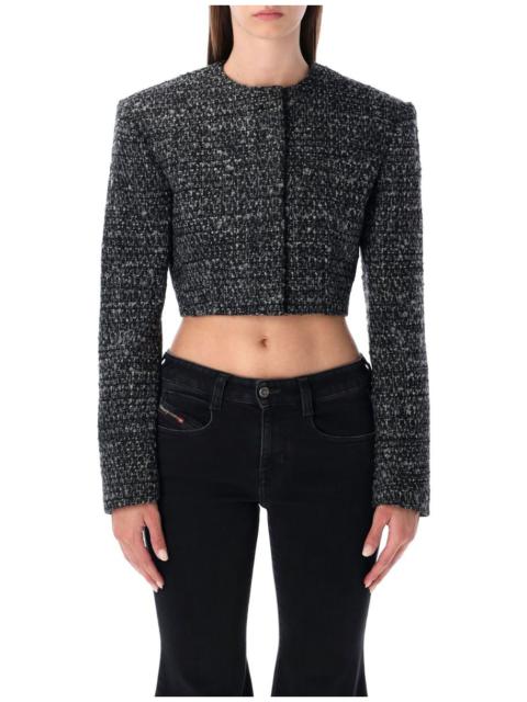 Diesel Diesel G-Crop-G Black Bouclé Wool Blend Cropped Jacket