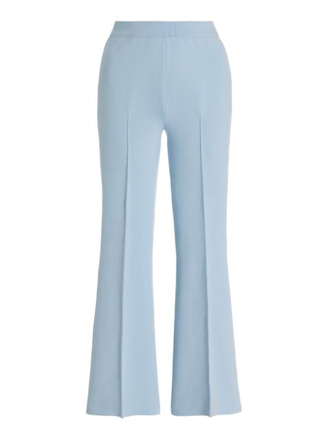 HIGH SPORT Exclusive Kick Flared Stretch-Cotton Knit Pants light blue