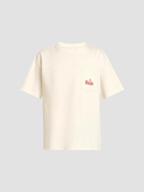Rhude Men's American Spirit Logo Cotton T-Shirt - Vintage White Red