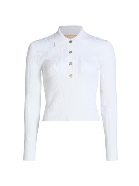 MICHAEL KORS Women's Ribbed Polo Top - White
