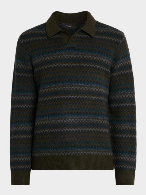 Vince Men's Fair Isle Wool-Cashmere Johnny-Collar Sweater