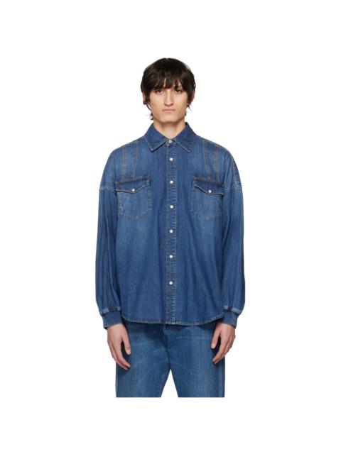 Alexander McQueen Blue Harness Denim Shirt