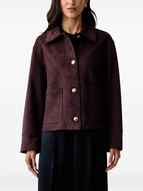GUESS USA suede-effect logo-patch jacket