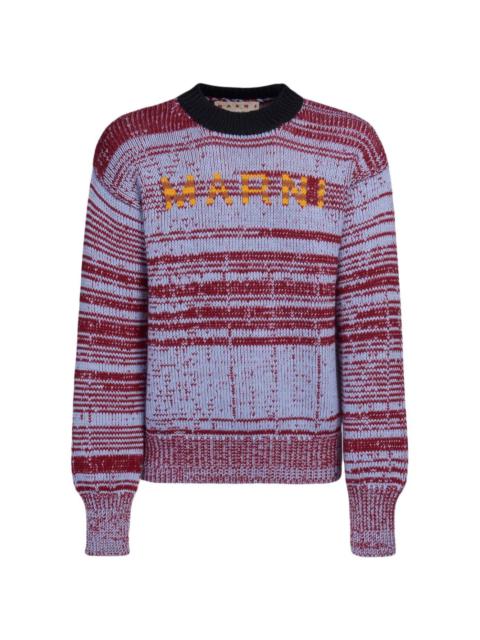 intarsia-knit-logo virgin-wool jumper