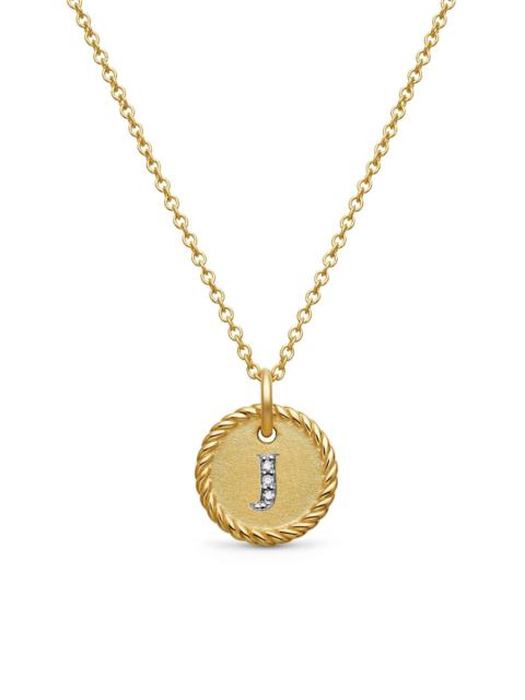 DAVID YURMAN Women's Initial Charm Necklace in 18K Yellow Gold with Pavé Diamonds - Initial J