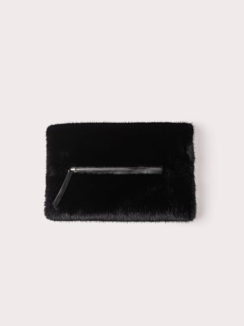 BY FAR FLETCHER MUFF BLACK FAUX FUR