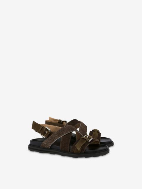 Moschino SANDALS IN SUEDE WITH BUCKLES