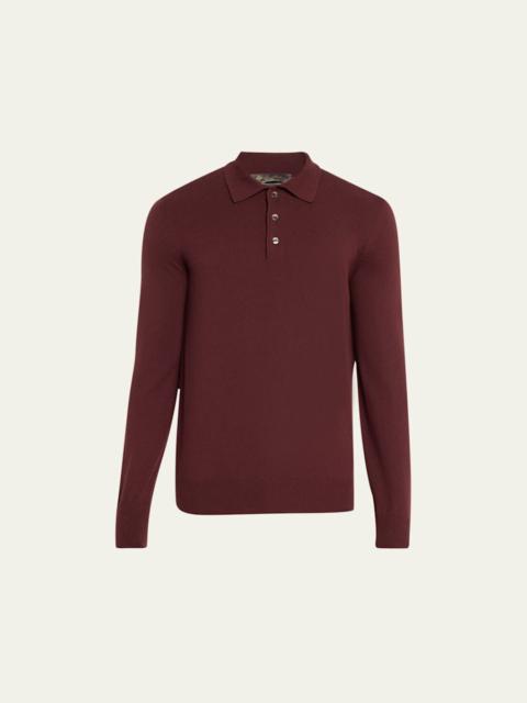 Loro Piana Men's Vicuna Wool Polo Sweater