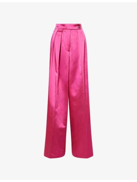 Dries Van Noten Pamplona Wide-Leg Satin Trousers