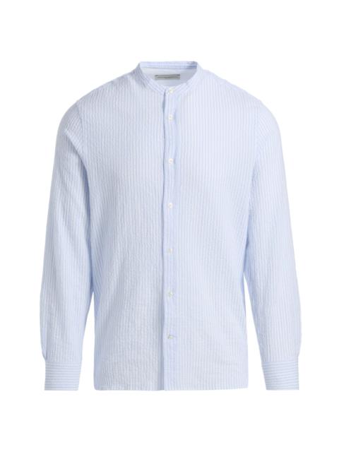 OFFICINE GÉNÉRALE Men Gaston Striped Seersucker Cotton Shirt - White Dream Blue