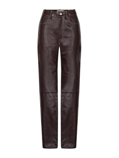 Embossed Leather Straight Leg Pants