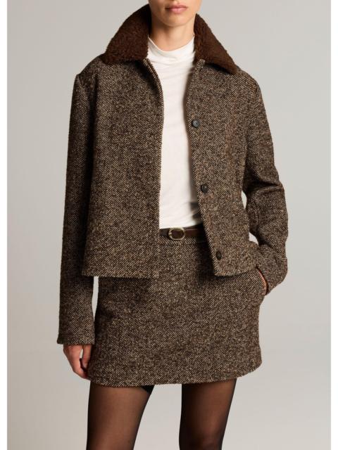 Vince Contrast-Collar Bouclé Jacket