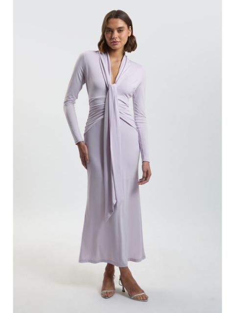 KAREN MILLEN Stretch Crepe Jersey Plunge Neck Maxi Dress