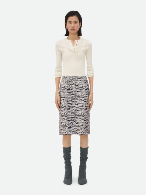Bottega Veneta Printed Leather Chevron Skirt