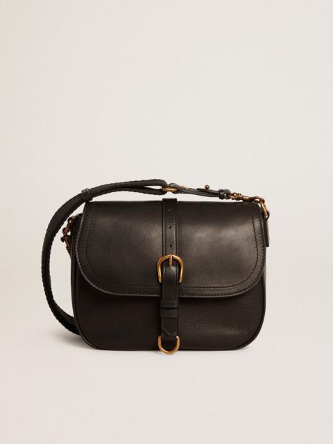 Golden Goose Medium Sally Bag in black leather with buckle and shoulder strap