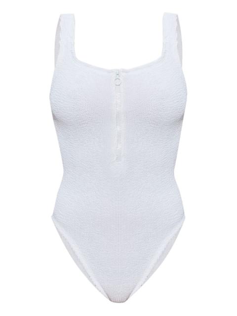 Hunza G Dallas crinkle zip swimsuit