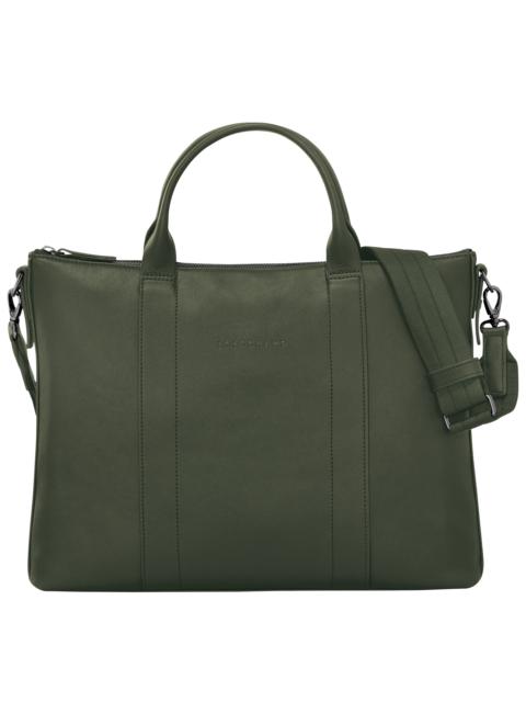 Longchamp 3D Briefcase Khaki - Leather