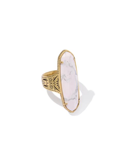 KENDRA SCOTT Danielle Elongrated Etch Frame Vintage Gold Ring