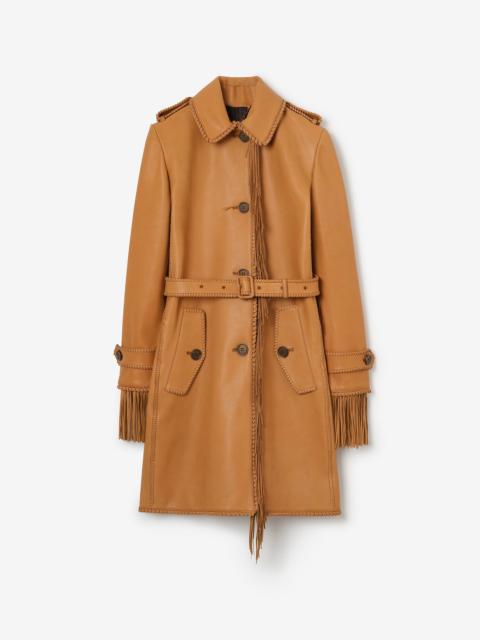 Burberry Fringed Leather Car Coat