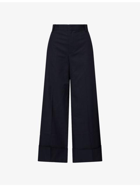 FRAME Palazzo Wide-Leg Cotton Trousers