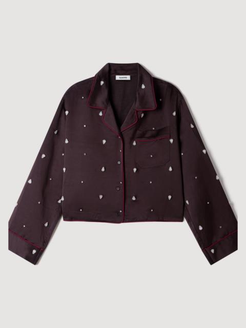 Sandro SHIRT WITH BEADS AND RHINESTONES