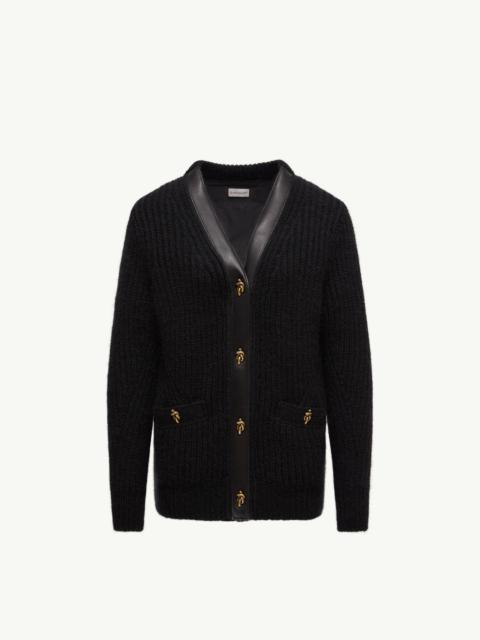 Moncler Leather-Trimmed Wool & Mohair Padded Cardigan