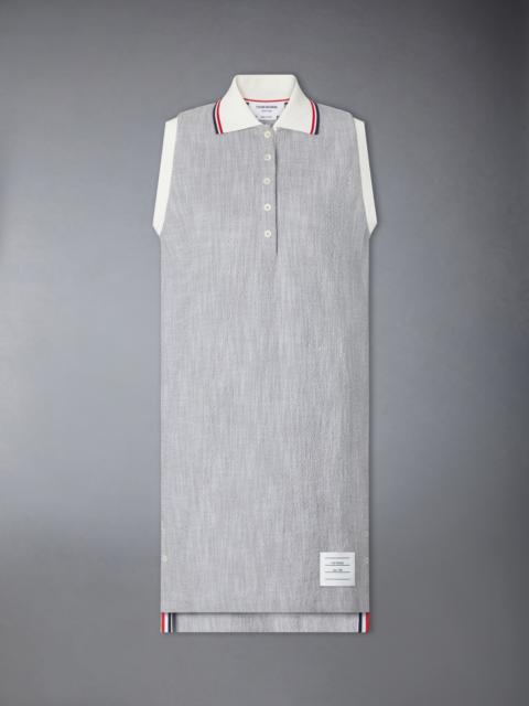 Thom Browne COTTON TWEED SLEEVELESS POLO DRESS