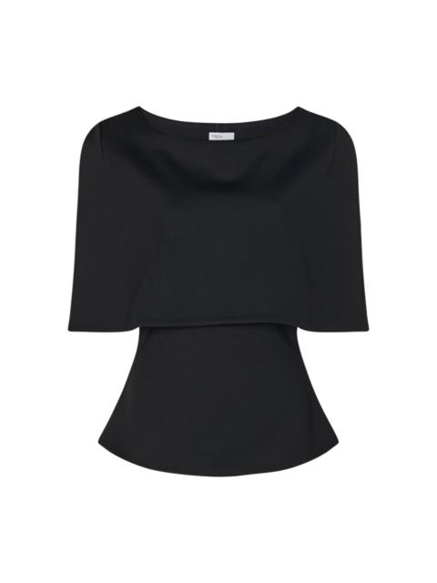ROSETTA GETTY Cape-Detailed Scuba Knit Off-The-Shoulder Top black