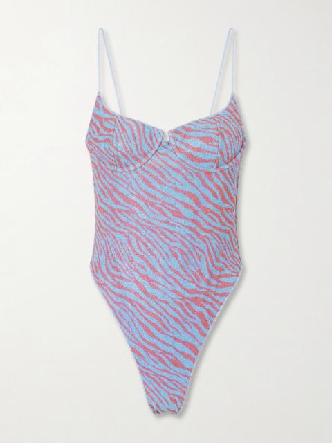 Oséree Animalier Printed Lurex Swimsuit