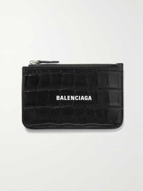 BALENCIAGA Cash Printed Croc-effect Leather Cardholder
