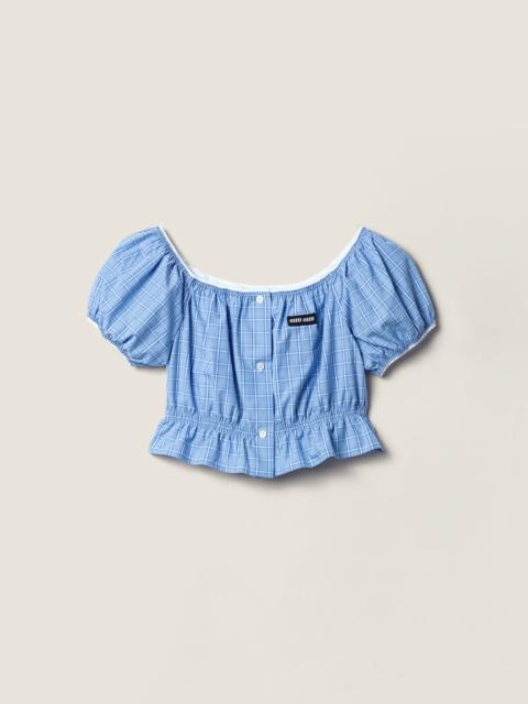 Miu Miu Checked poplin crop top