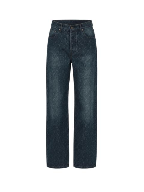 Marine Serre MOON LASER DARK BLUE WASH DENIM STRAIGHT JEANS
