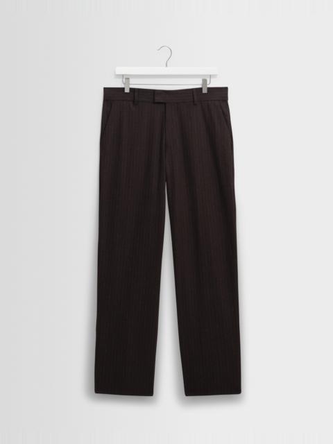 Wax London Aston - Dark Brown Wool Pinstripe Trousers