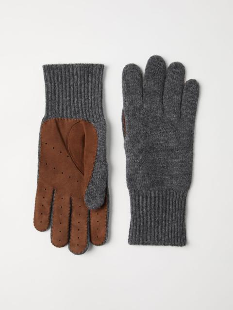 Brunello Cucinelli Cashmere knit gloves with suede palm