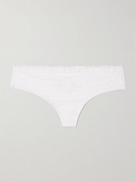 commando Double Take lace-trimmed stretch-jersey thong White