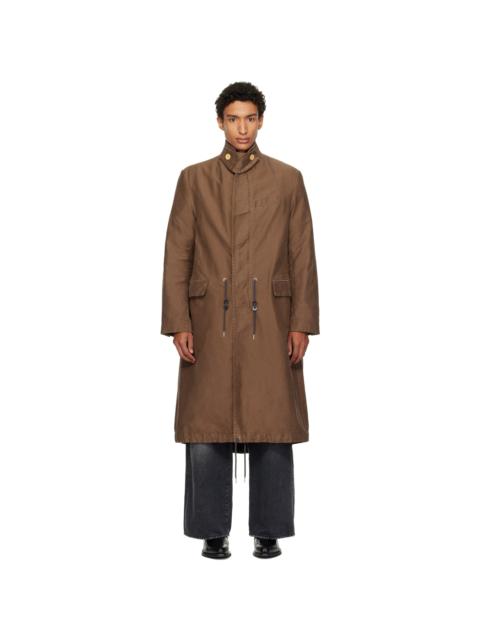 sacai Brown Sueded Cotton Coat
