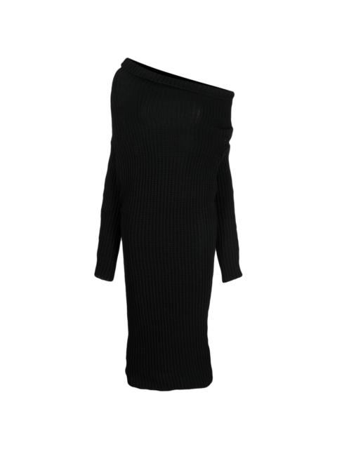 asymmetric wool-blend midi dress