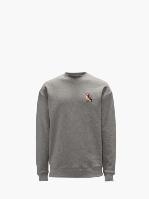 ★J W ANDERSON★ Puffin embroidery sweatshirt mid gray melan Gray Puffin Embroidered Sweatshirt by JW Anderson on Sale