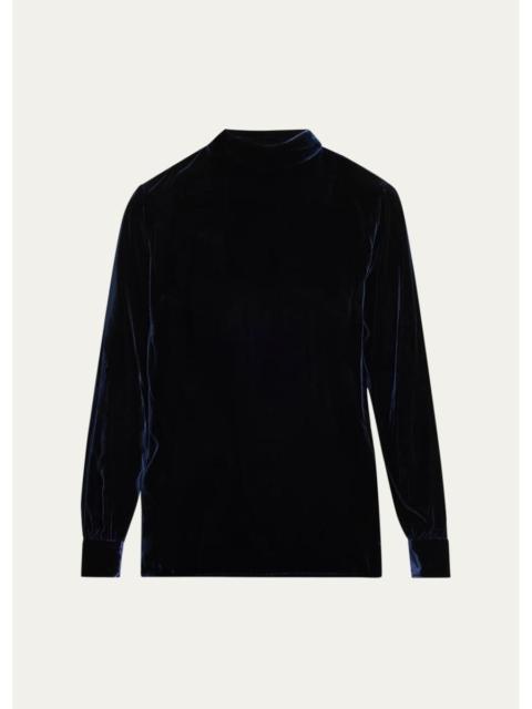 GIORGIO ARMANI Mock-Neck Velvet Long-Sleeve Shirt
