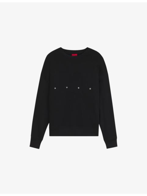 HUGO Brand-Embroidered Oversized-Fit Cotton Sweatshirt