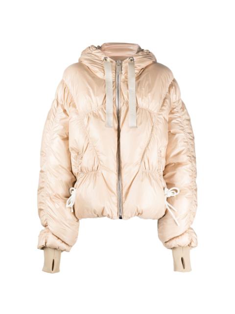 zip-up hooded puffer jacket