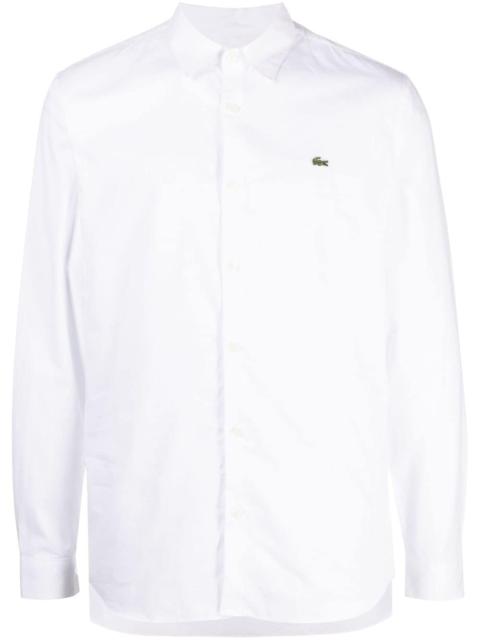 LACOSTE logo-embroidered poplin cotton shirt