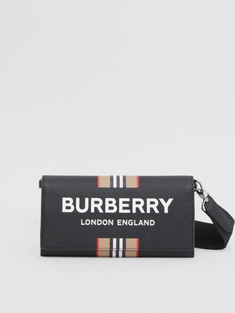 Burberry Logo Print Leather Wallet with Detachable Strap