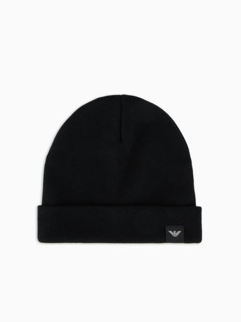 EMPORIO ARMANI Rib-knit wool-blend beanie